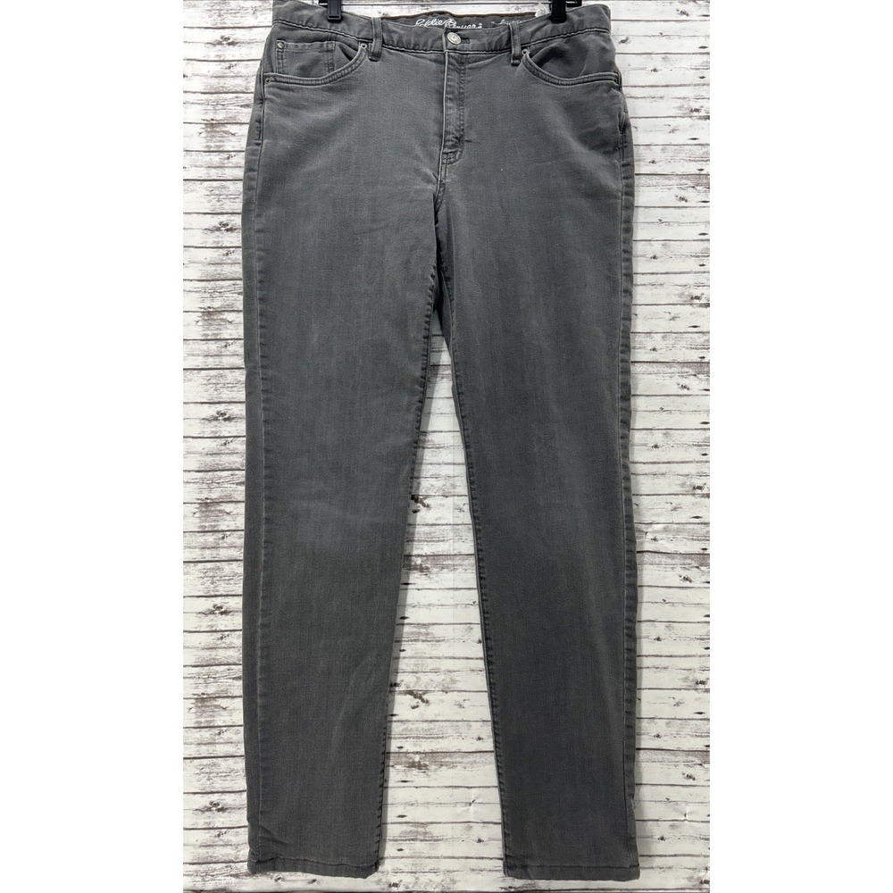 Eddie Bauer Boyfriend Jeans Women T10 Gray Mid Rise Flannel Lined Tall Relaxed